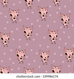 The  color  seamless with funny piglets