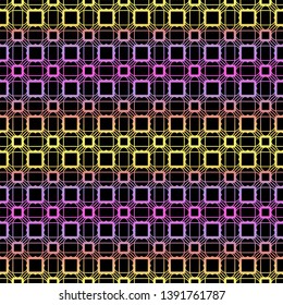 Color seamless geometric pattern with dark background. Vector illustration.