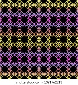 Color seamless geometric pattern with dark background. Vector illustration.