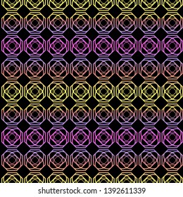 Color seamless geometric pattern with dark background. Vector illustration.
