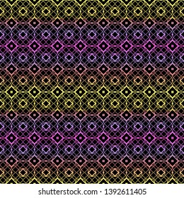 Color seamless geometric pattern with dark background. Vector illustration.