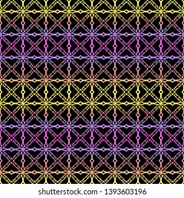 Color seamless geometric pattern with dark background. Vector illustration.