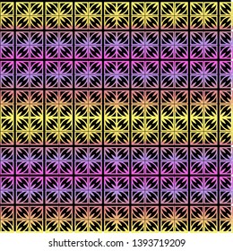 Color seamless geometric pattern with dark background. Vector illustration.