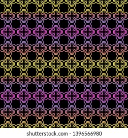 Color seamless geometric pattern with dark background. Vector illustration.