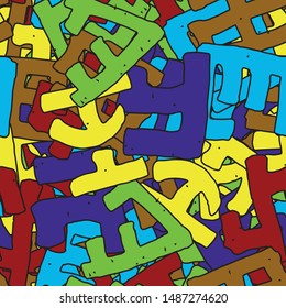 Color seamless grunge pattern. Abstract texture of randomly arranged elements. Template for printing on fabric or paper for packaging. Bright design background