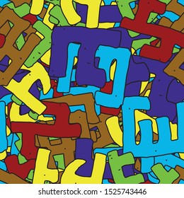 Color seamless grunge pattern. Abstract texture of randomly arranged elements. Template for printing on fabric or paper for packaging. Bright design background