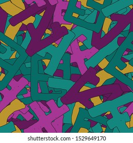 Color seamless grunge pattern. Abstract texture of randomly arranged elements. Template for printing on fabric or paper for packaging. Bright design background