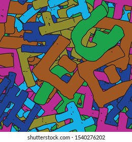 Color seamless grunge pattern. Abstract texture of randomly arranged elements. Template for printing on fabric or paper for packaging. Bright design background