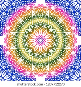 color seamless lace pattern with abstract geometric flower. Stylish fashion design background for invitation card. illustration