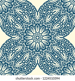 color seamless lace pattern with abstract geometric flower. Stylish fashion design background for invitation card. illustration