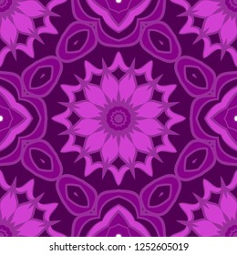 Color Seamless Lace Pattern With Abstract Geometric Flower. Stylish Fashion Design Background For Invitation Card. Illustration