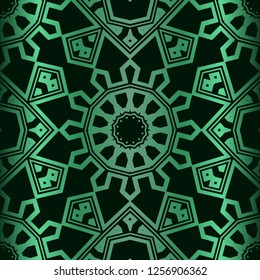 Color Seamless Lace Pattern With Abstract Geometric Flower. Stylish Fashion Design Background For Invitation Card. Illustration