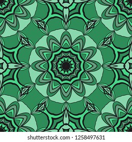 Color Seamless Lace Pattern With Abstract Geometric Flower. Stylish Fashion Design Background For Invitation Card. Illustration