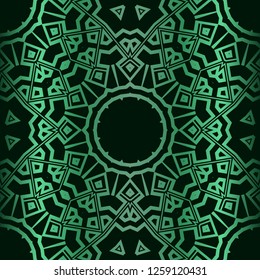 Color Seamless Lace Pattern With Abstract Geometric Flower. Stylish Fashion Design Background For Invitation Card. Illustration