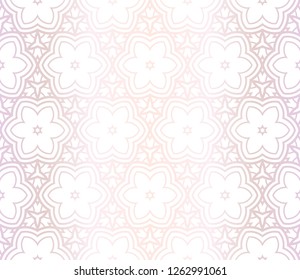 Color Seamless Lace Pattern With Abstract Geometric Flower. Stylish Fashion Design Background For Invitation Card. Vector Illustration. gradient color.