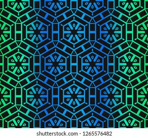 Color Seamless Lace Pattern With Abstract Geometric Flower. Stylish Fashion Design Background For Invitation Card. Vector Illustration. gradient color.