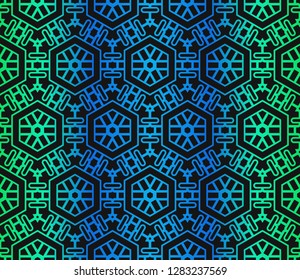 Color Seamless Lace Pattern With Abstract Geometric Flower. Stylish Fashion Design Background For Invitation Card. Vector Illustration. gradient color.