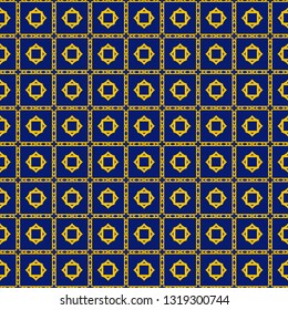 Color Seamless Lace Pattern With Abstract Geometric. Stylish Fashion Design Background For Invitation Card. Illustration. Vector. Blue yellow color.