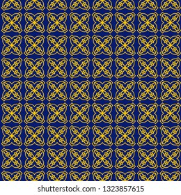 Color Seamless Lace Pattern With Abstract Geometric. Stylish Fashion Design Background For Invitation Card. Illustration. Vector. Blue yellow color.