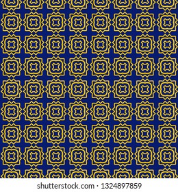 Color Seamless Lace Pattern With Abstract Geometric. Stylish Fashion Design Background For Invitation Card. Illustration. Vector. Blue yellow color.