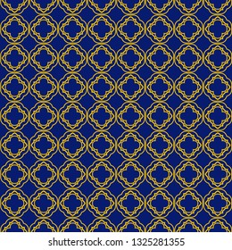 Color Seamless Lace Pattern With Abstract Geometric. Stylish Fashion Design Background For Invitation Card. Illustration. Vector. Blue yellow color.