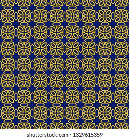 Color Seamless Lace Pattern With Abstract Geometric. Stylish Fashion Design Background For Invitation Card. Illustration. Vector. Blue yellow color.