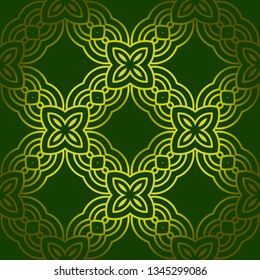 Color Seamless Lace Pattern With Abstract Geometric Flower. Stylish Fashion Design Background For Invitation Card. Illustration