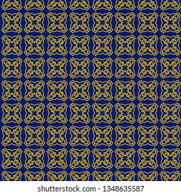 Color Seamless Lace Pattern With Abstract Geometric. Stylish Fashion Design Background For Invitation Card. Illustration. Vector. Blue yellow color.