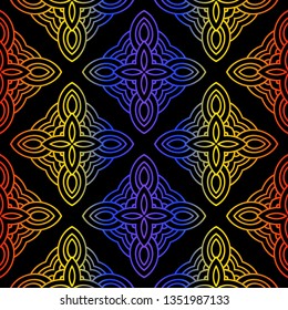 Color Seamless Lace Pattern With Abstract Geometric Flower. Stylish Fashion Design Background For Invitation Card. Illustration