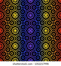Color Seamless Lace Pattern With Abstract Geometric Flower. Stylish Fashion Design Background For Invitation Card. Illustration