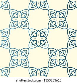 Color Seamless Lace Pattern With Abstract Geometric Flower. Stylish Fashion Design Background For Invitation Card. Illustration