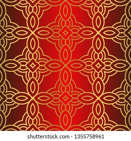 Color Seamless Lace Pattern With Abstract Geometric Flower. Stylish Fashion Design Background For Invitation Card. Illustration