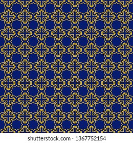 Color Seamless Lace Pattern With Abstract Geometric. Stylish Fashion Design Background For Invitation Card. Illustration. Vector. Blue yellow color.