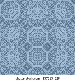 Color Seamless Lace Pattern With Abstract Geometric Flower. Stylish Fashion Design Background For Invitation Card. Illustration