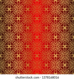 Color Seamless Lace Pattern With Abstract Geometric Flower. Stylish Fashion Design Background For Invitation Card. Illustration