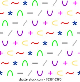 Color seamless mathematical symbols pattern. Repeated math design elements.