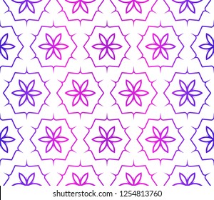 Color Seamless Pattern With Abstract Geometric Flower. Stylish Fashion Design Background For Invitation Card. Illustration