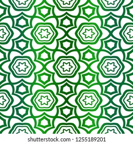 Color Seamless Pattern With Abstract Geometric Flower. Stylish Fashion Design Background For Invitation Card. Illustration