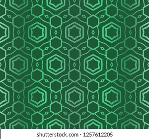 Color Seamless Pattern With Abstract Geometric Flower. Stylish Fashion Design Background For Invitation Card. Illustration