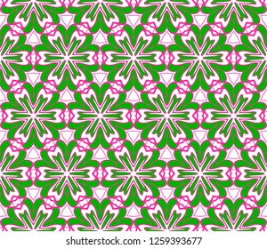 Color Seamless Pattern With Abstract Geometric Flower. Stylish Fashion Design Background For Invitation Card. Illustration