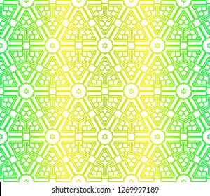 Color Seamless Pattern With Abstract Geometric Flower. Stylish Fashion Design Background For Invitation Card. Illustration