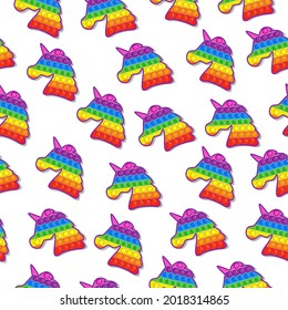 Color seamless pattern with anti-stress unicorn toys.