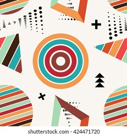 Color seamless pattern. Bright geometric pattern in the Memphis style. Background for your design, wallpaper, fabric, paper. Stock vector