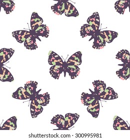Color seamless pattern with butterfly.