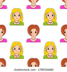 Color seamless pattern. Cartoon style. Hand drawn. Vector illustration isolated on white background.