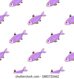 Patrón de color sin fisuras. Estilo de caricatura. Diseño brillante. Para papel tapiz, afiche, pancarta. Dibujado a mano. Ilustración vectorial aislada en fondo blanco.