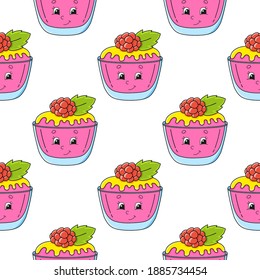 Color seamless pattern. Cartoon style. Bright design. For walpaper, poster, banner. Hand drawn. Vector illustration isolated on white background.