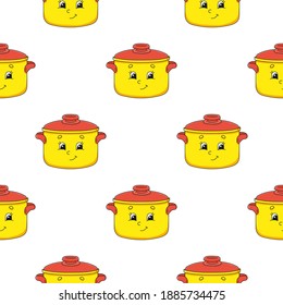 Color seamless pattern. Cartoon style. Bright design. For walpaper, poster, banner. Hand drawn. Vector illustration isolated on white background.