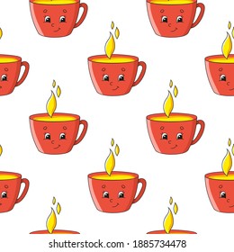 Color seamless pattern. Cartoon style. Bright design. For walpaper, poster, banner. Hand drawn. Vector illustration isolated on white background.