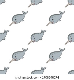 Color seamless pattern. Cartoon style. Bright design. For walpaper, poster, banner. Hand drawn. Vector illustration isolated on white background.